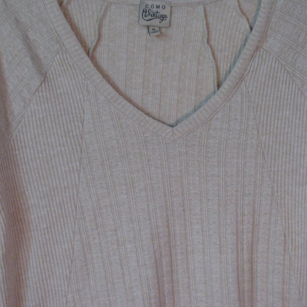* Como Vintage Sweater XL EUC tan Long Sleeve Ribbed Knit Top Super Soft - Picture 3 of 6